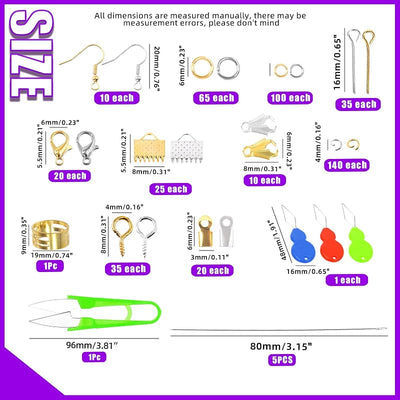 Kit 950 suministros joyas con alicates alambres y anillos salto