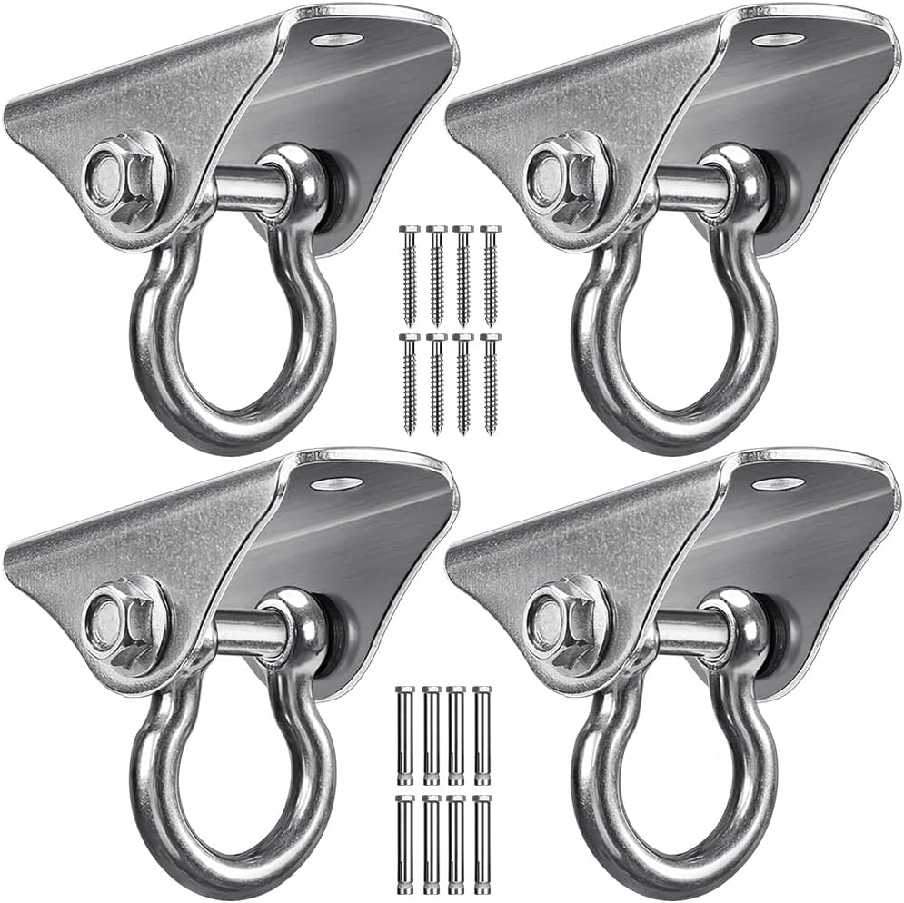 4 Colgadores Giratorios Acero Inox 1000lb para Columpio Yoga