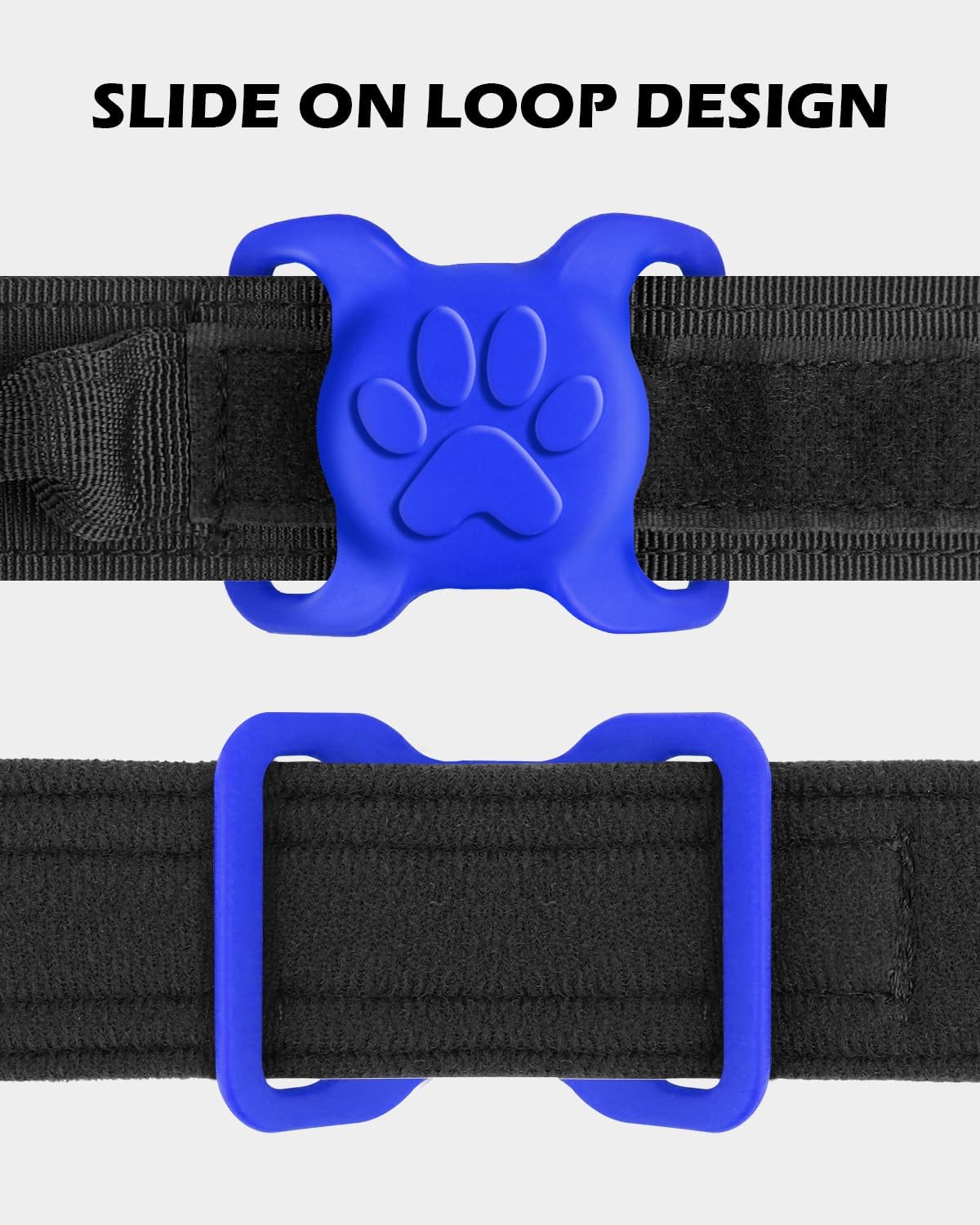 Soporte collar perro gato antipérdida 1.2-1.5pulg azul