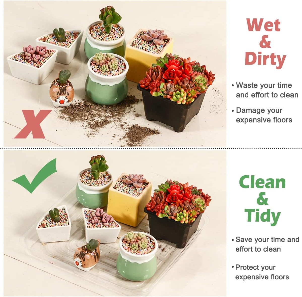 30 Platillos Plantas 4-12" Bandejas Plástico Goteo