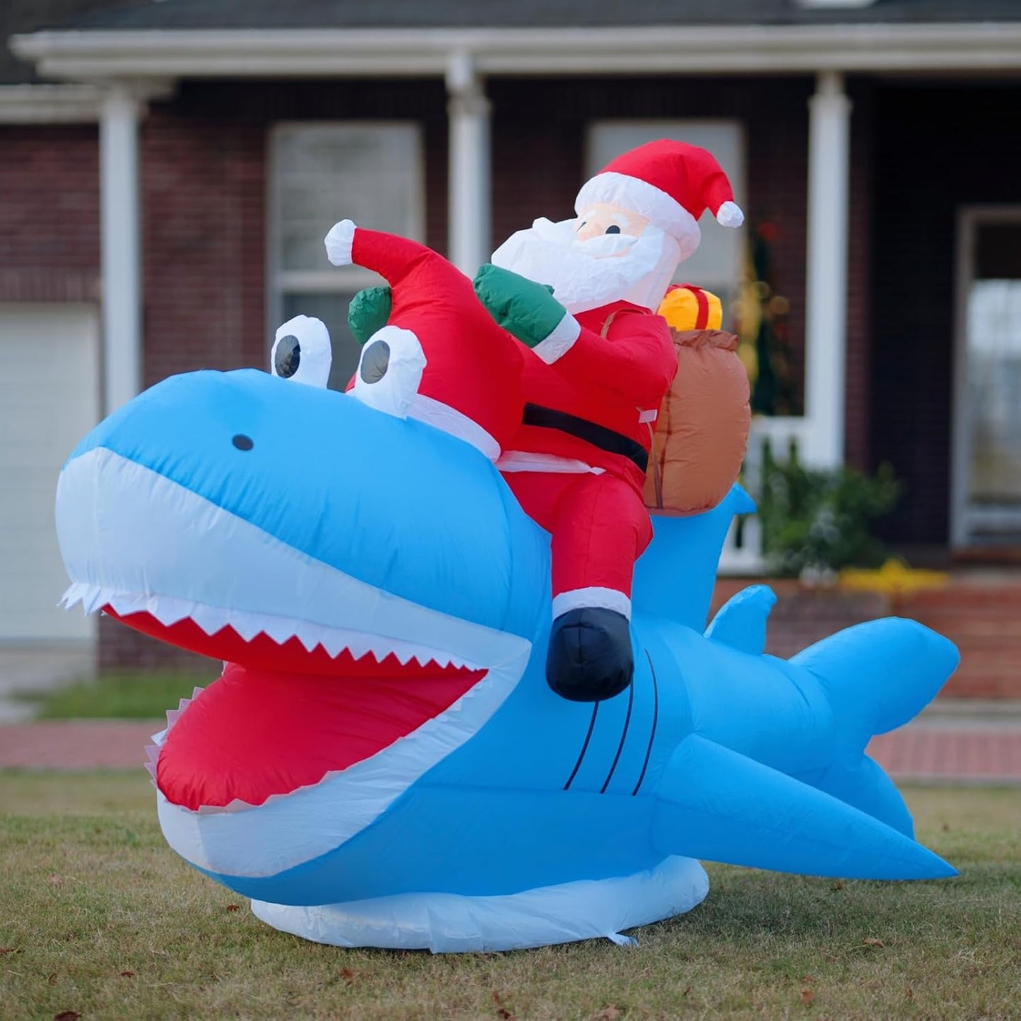 Tiburón inflable Santa 8.5pies decoración Navidad exterior