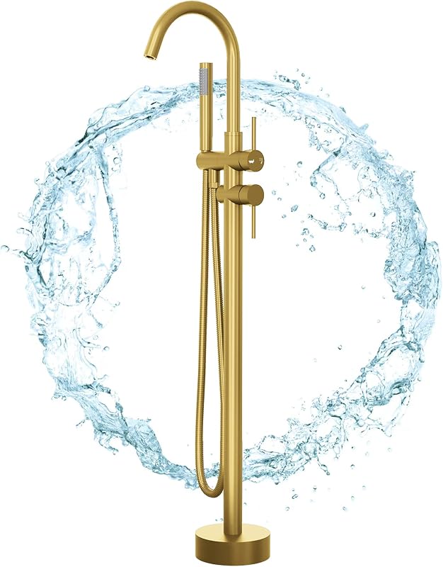 Grifo bañera independiente oro mate boquilla cisne latón