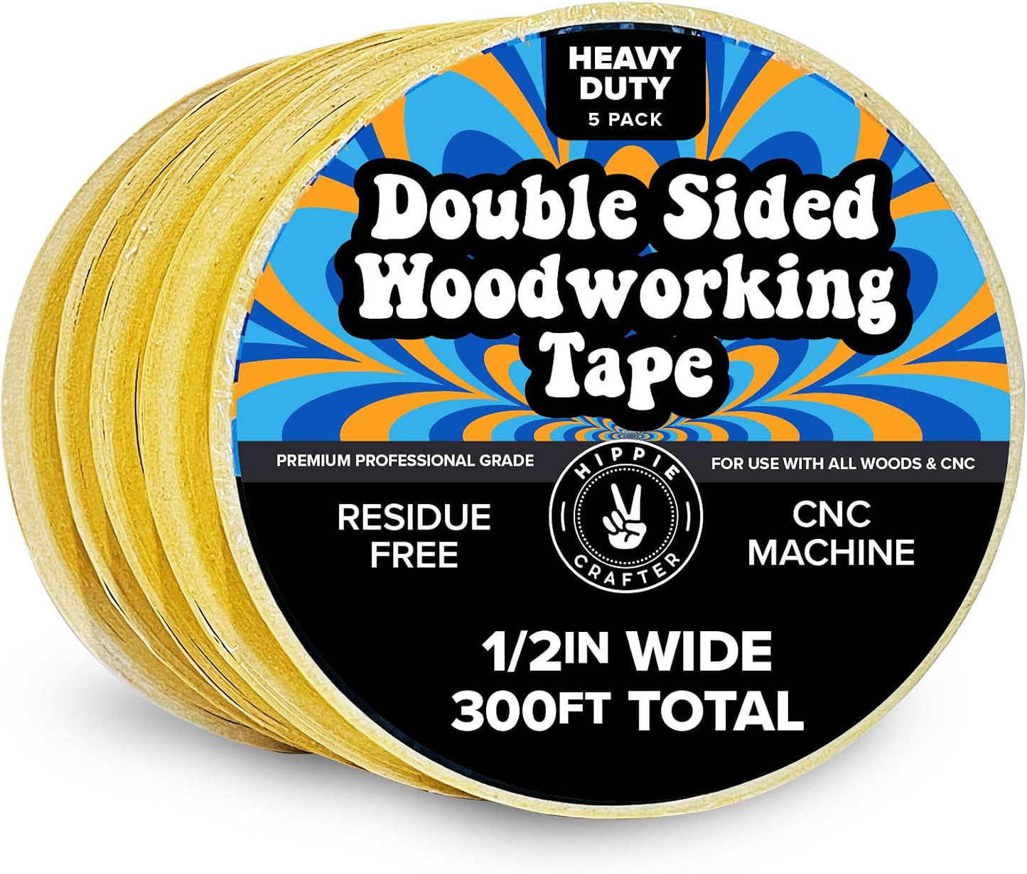 Pack 5 cintas doble cara 1/2pulg carpintería CNC 60ft cada una