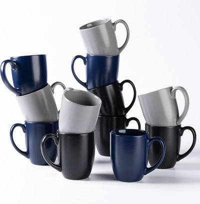 Set 12 Tazas Cerámica Café con Leche Mango Grande