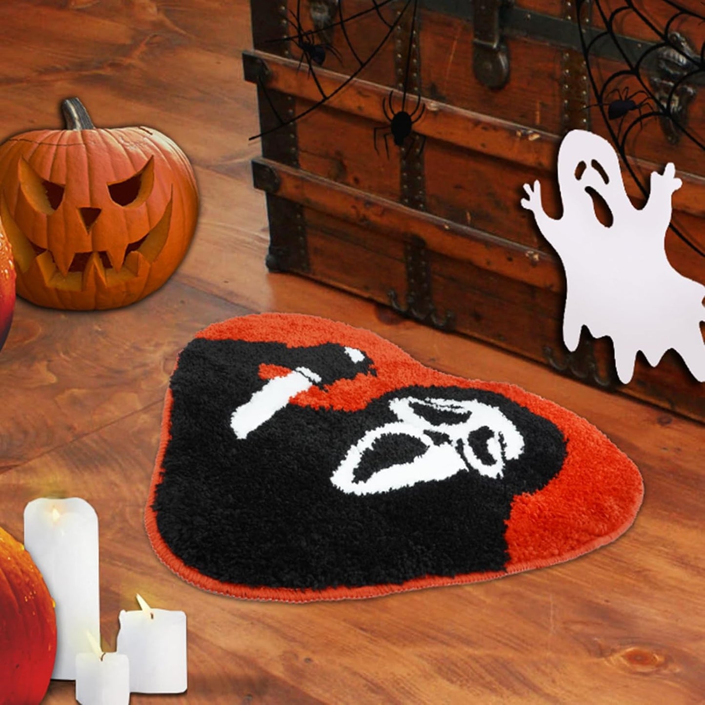 Alfombra baño Halloween calavera cuchillo antiderrap