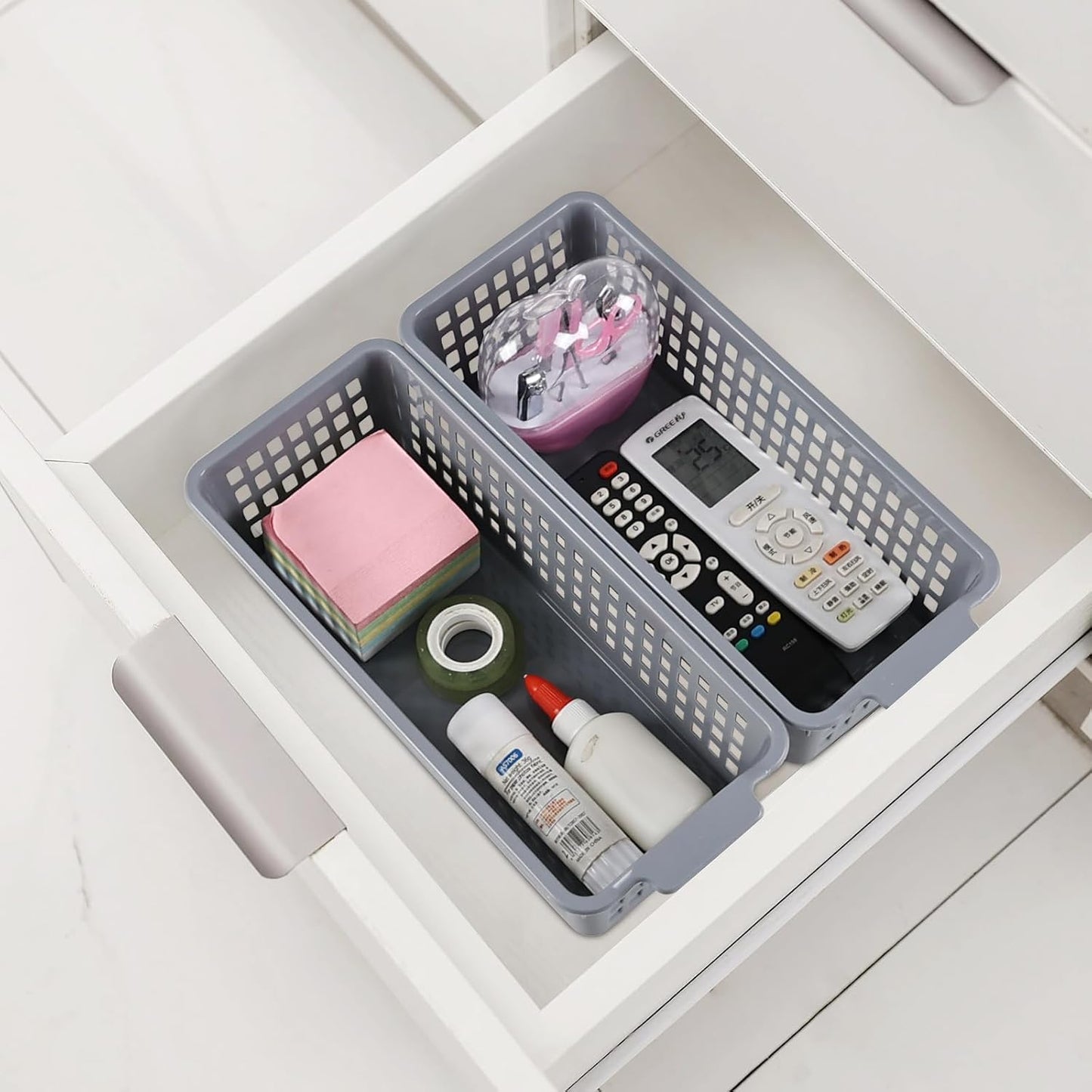Cesta plástico gris organizadora estantes set 12