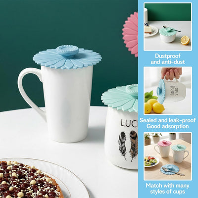 3 Fundas Girasol para Tazas con Tapas Silicona Reutilizables