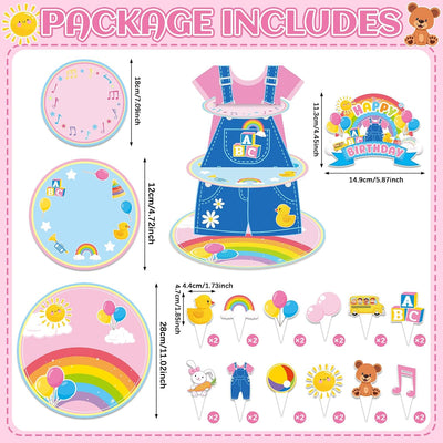 Soporte de 3 niveles para cupcakes con decoraciones de dibujos animados