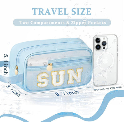 Bolsa protección solar transparente para maquillaje