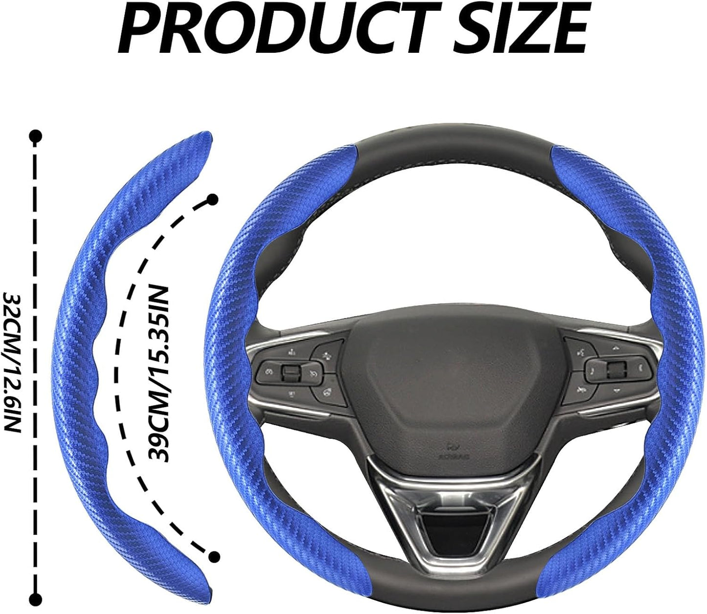 2 Fundas Volante Fibra Carbono Universal Antiderrap Azul