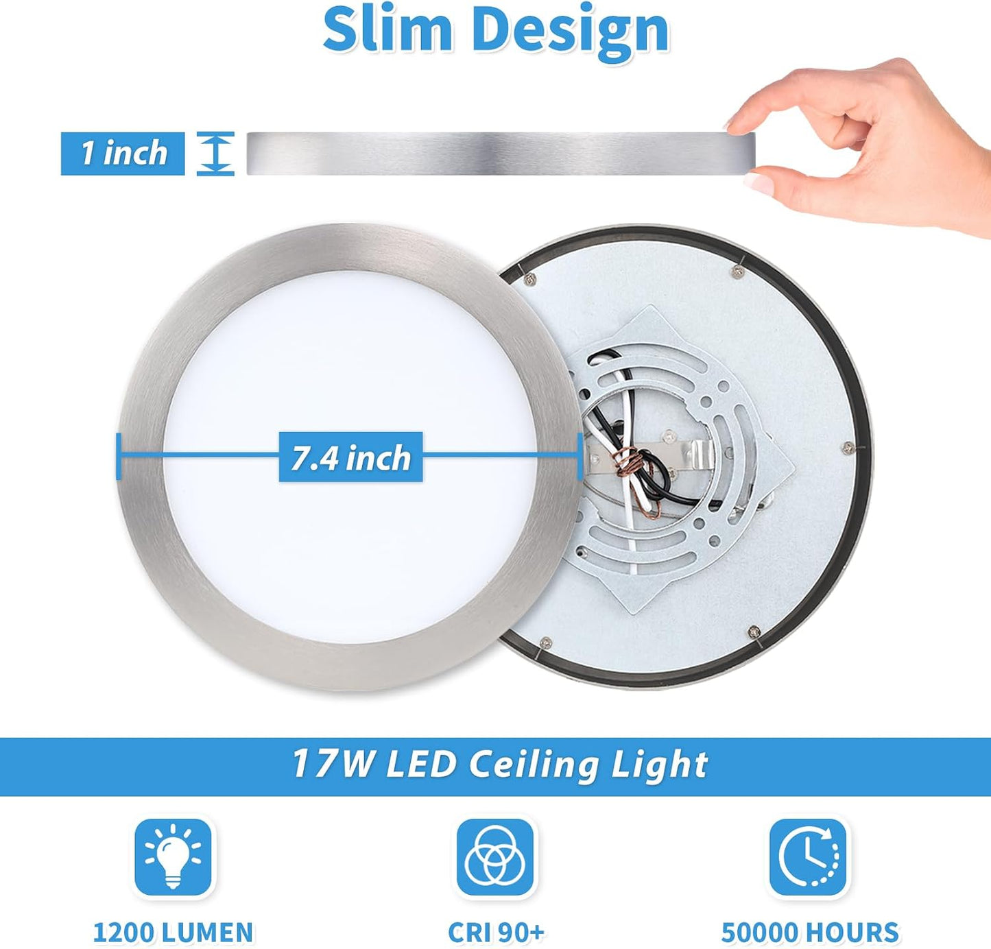 Lámpara techo empotrada LED 7pulg níquel cocina armario