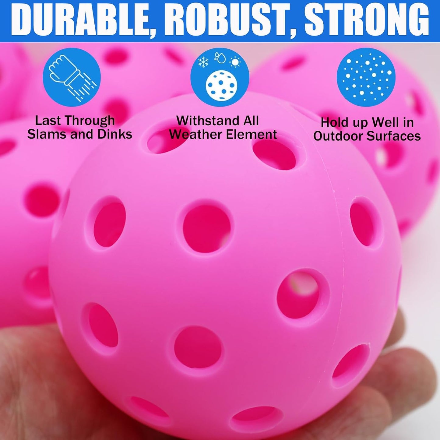 Pelotas Pickleball 40 Agujeros Elásticas Duras para Paddles