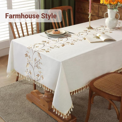 Mantel lino algodón impermeable estilo granja 55x86 beige