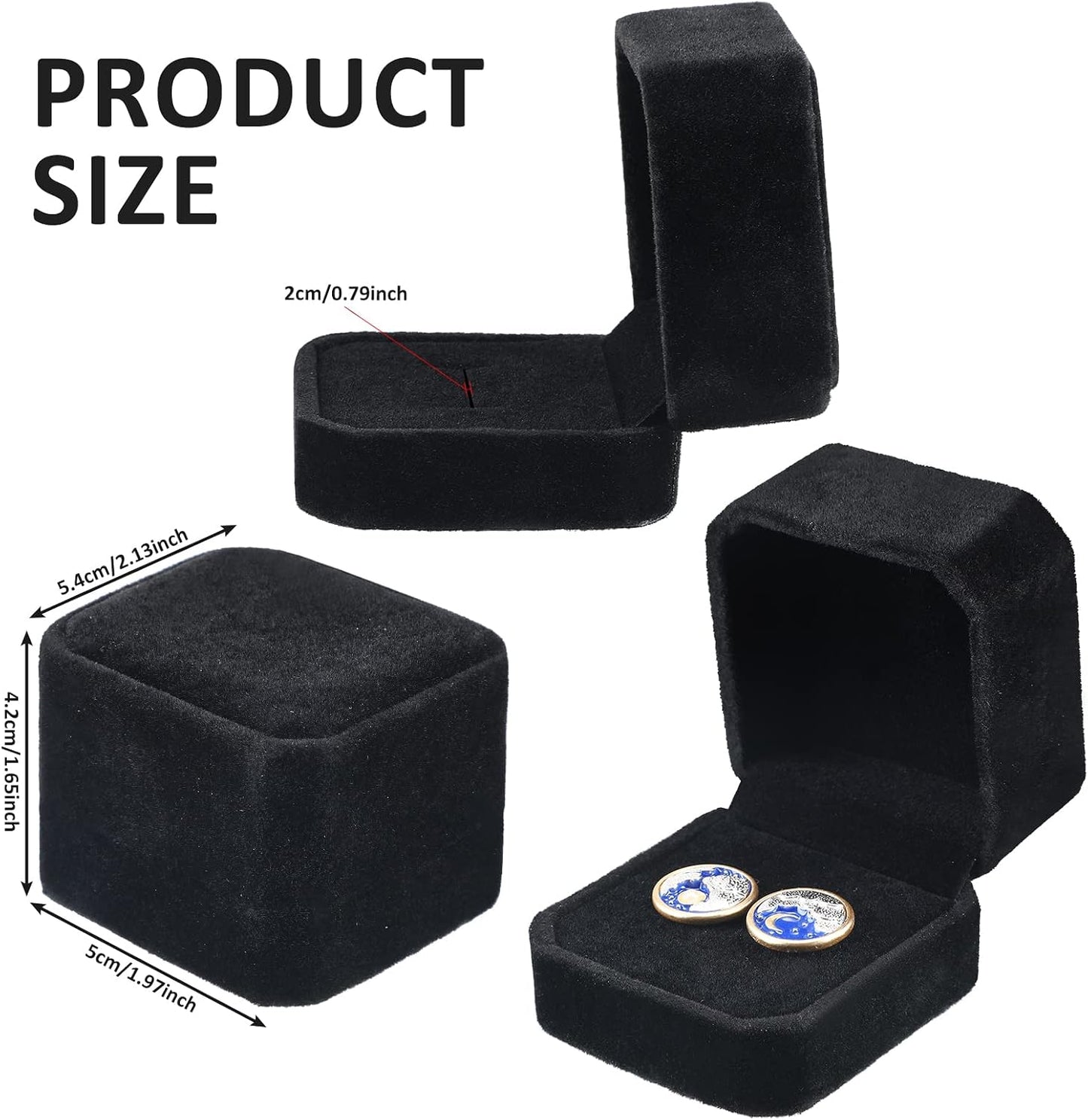 24 Cajas Terriplejo para Anillos Boda 2.13x1.97" Negro