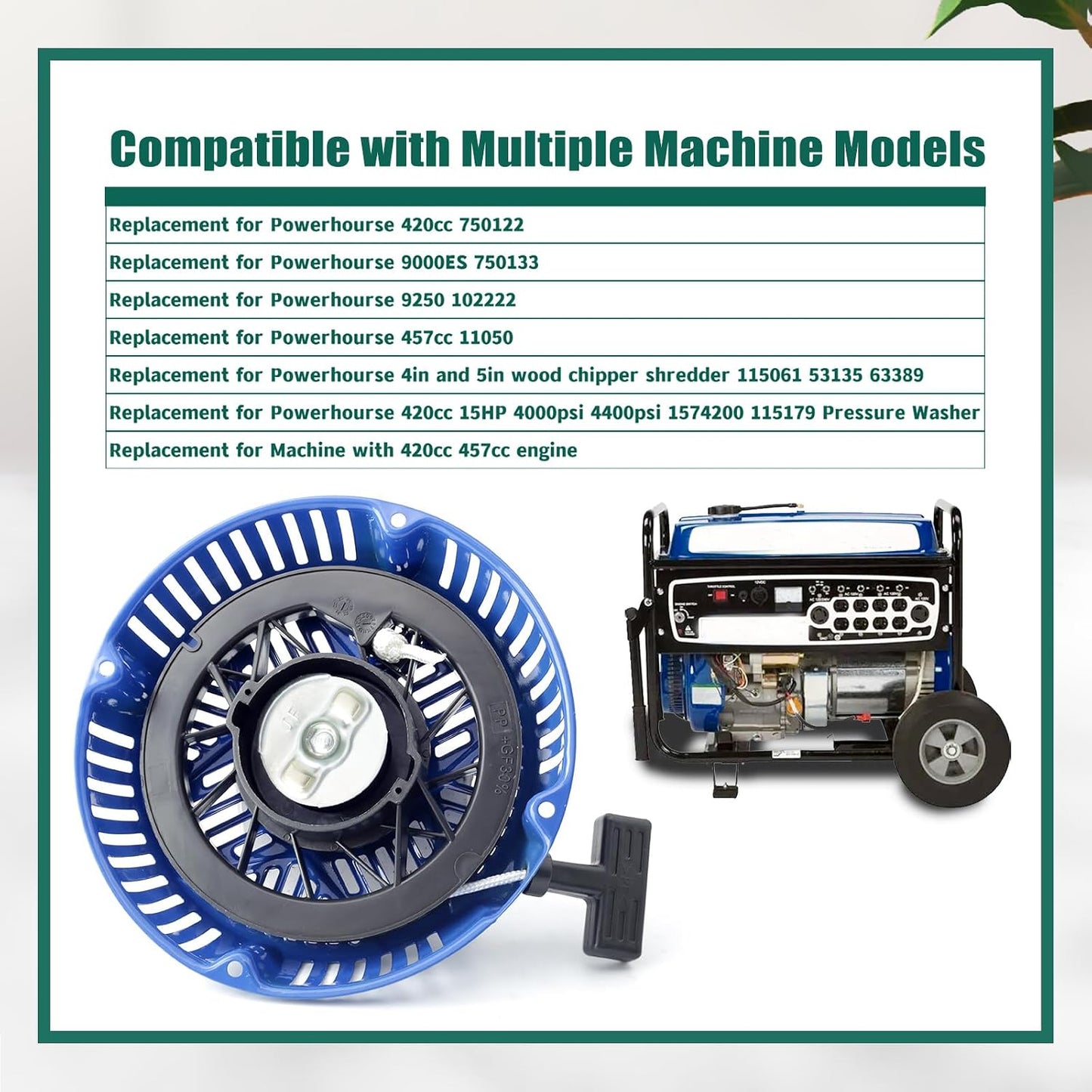 Reemplazo arranque retroceso generador Powerhourse 420cc