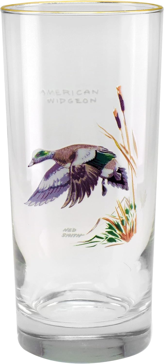 Vasos enfriadores aves acuáticas borde dorado 15oz set 4