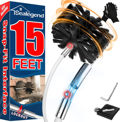 Kit limpieza tubo ventilación secadora 15ft cepillo flexible