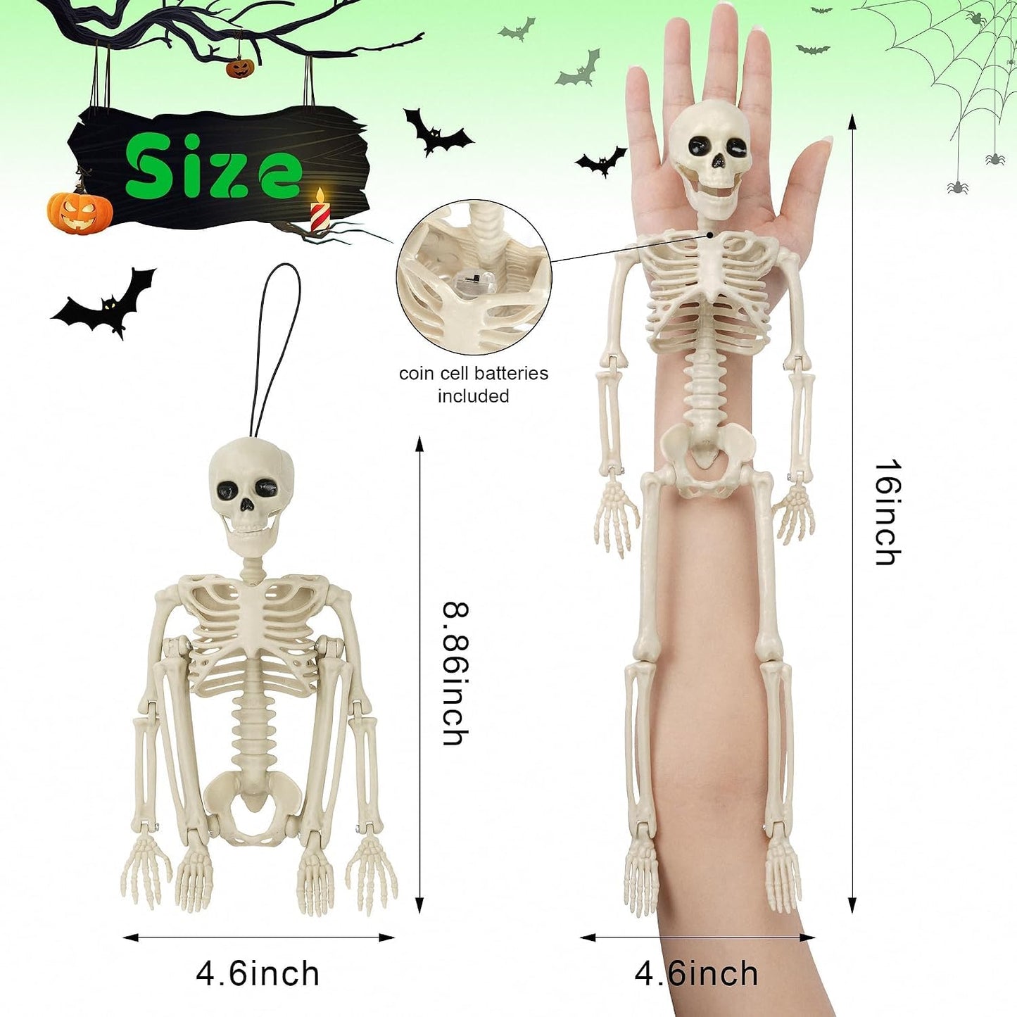 Esqueletos iluminados Halloween 16" set 5 articulados
