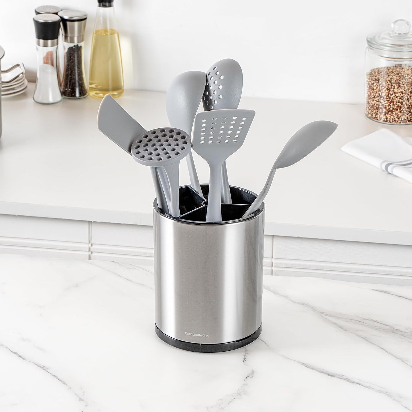 Soporte utensilios acero inox 6.2x6.2x7.9" resistente