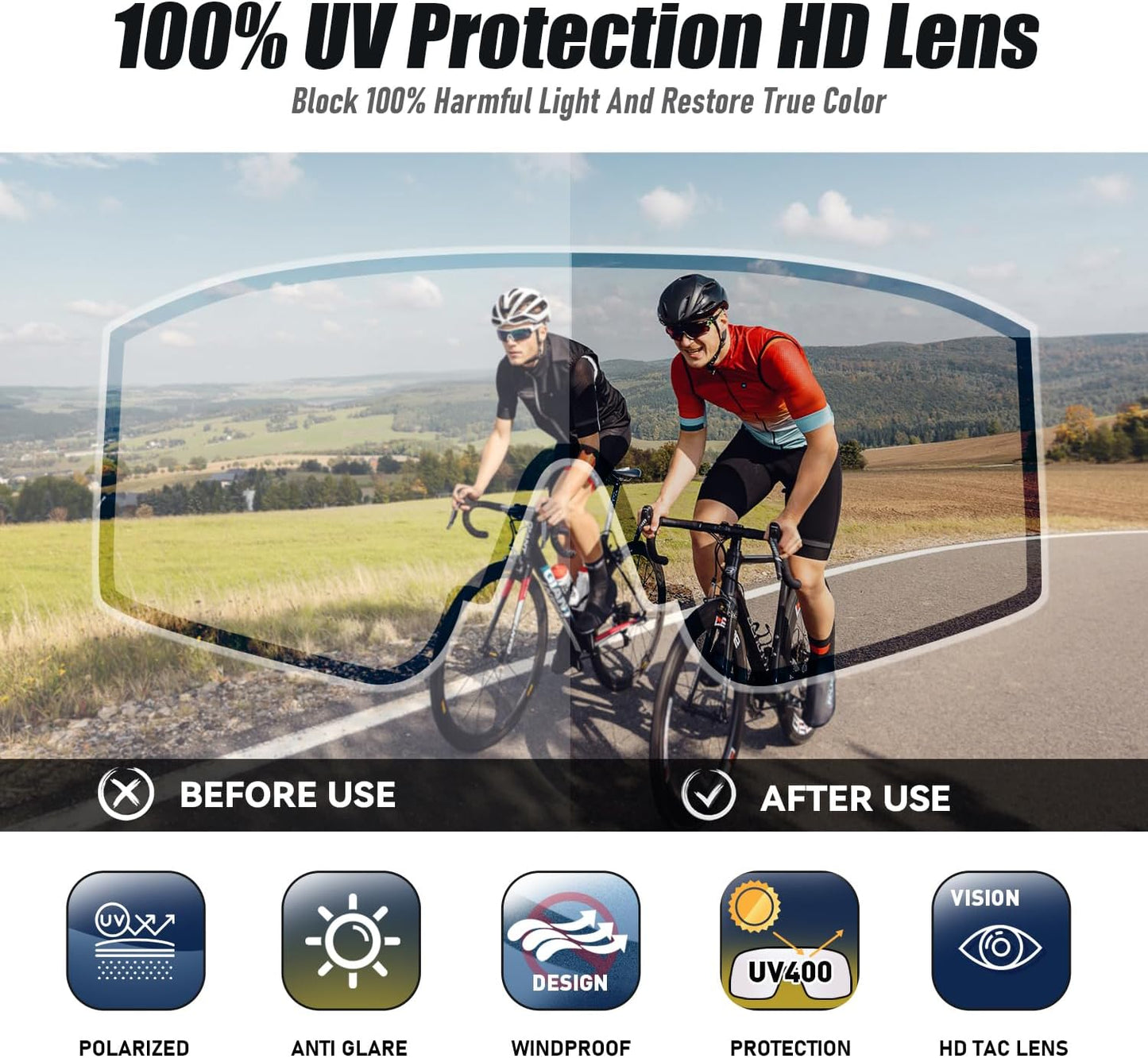 Gafas sol deportivas polarizadas UV400 para ciclismo