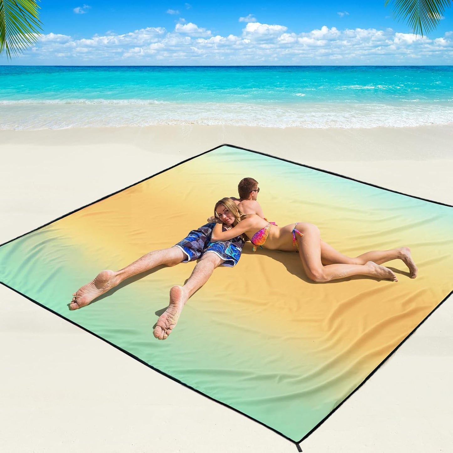 Manta playa impermeable 79x83 pulg para 2-8 adultos