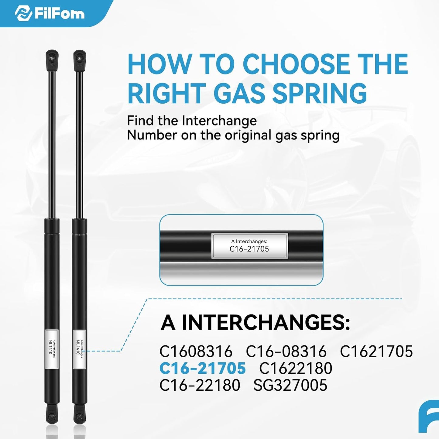 Puntales gas 20" 40lb para cama caravana puerta