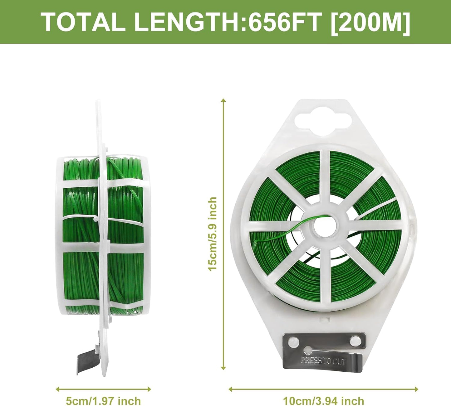 Lazos para plantas 200m cordel verde con cortador