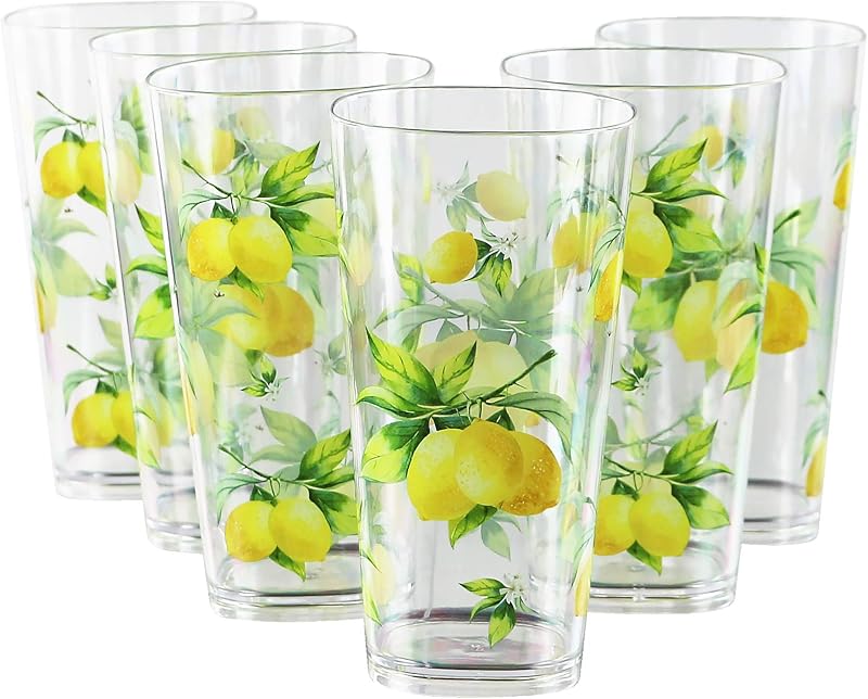 Set 6 vasos acrílicos 19oz sin BPA para interiores y exteriores