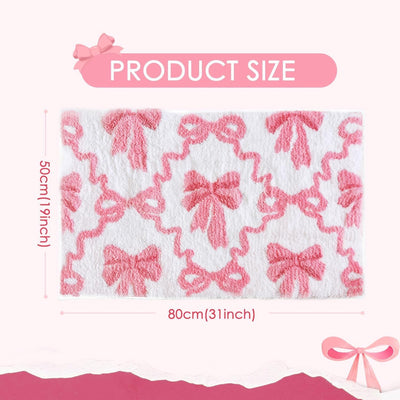 Alfombra baño con lazo rosa antideslizante 20x32pulg
