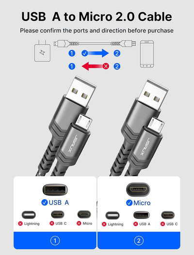Cable micro USB trenzado para Android 6.6pulg set 2
