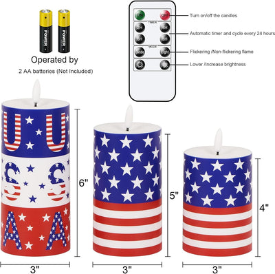 Velas patrióticas LED 4 de Julio con control remoto