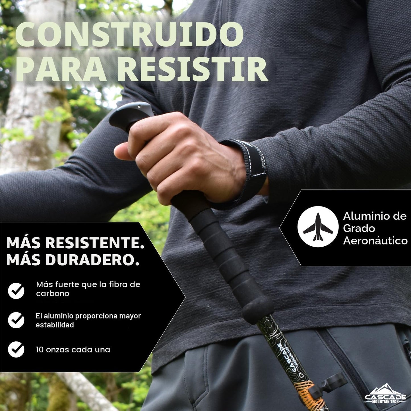Bastones senderismo aluminio agarre extendido kit