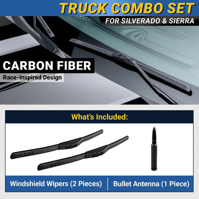 Set fibra carbono comp Chevy Silverado 22" antena corta