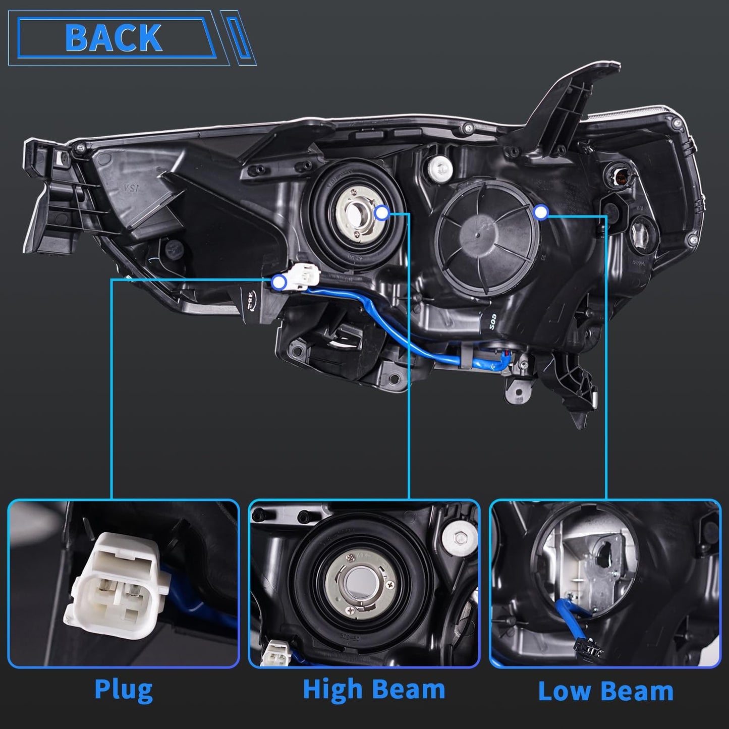 Ensamble faro compat Toyota 4Runner 14-20 lado pasajero