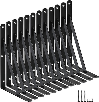 12 Pzas Soportes Estante Metal Negro Resistentes