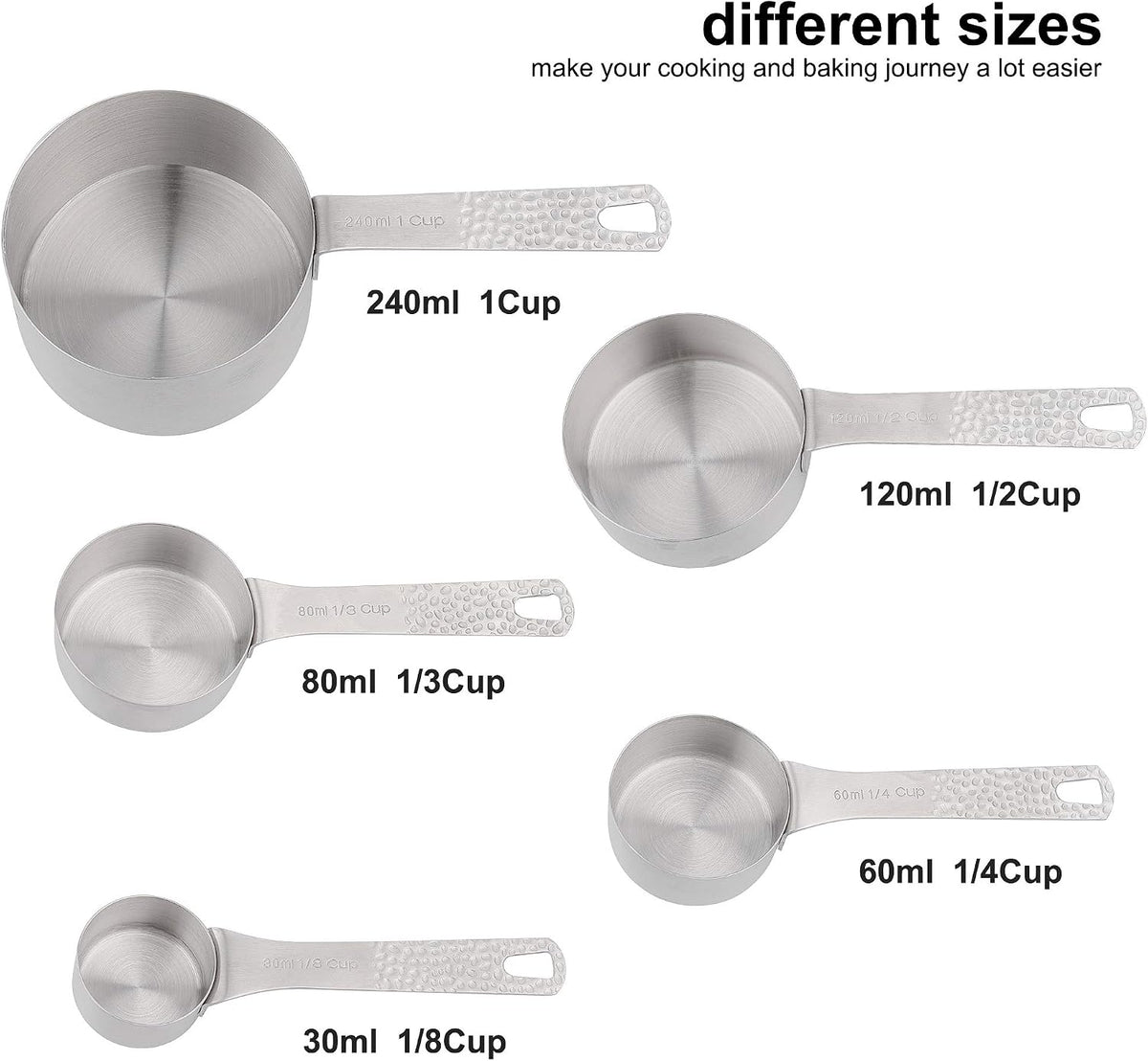Set 14 Tazas y Cucharas Acero Inox 18/8 para Hornear