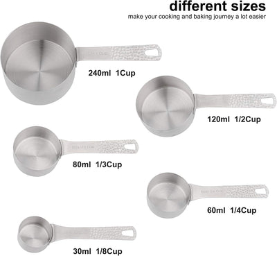 Set 14 Tazas y Cucharas Acero Inox 18/8 para Hornear