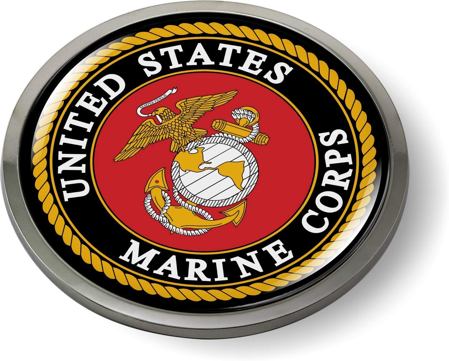 Etiqueta engomada USMC bisel cromado oficial