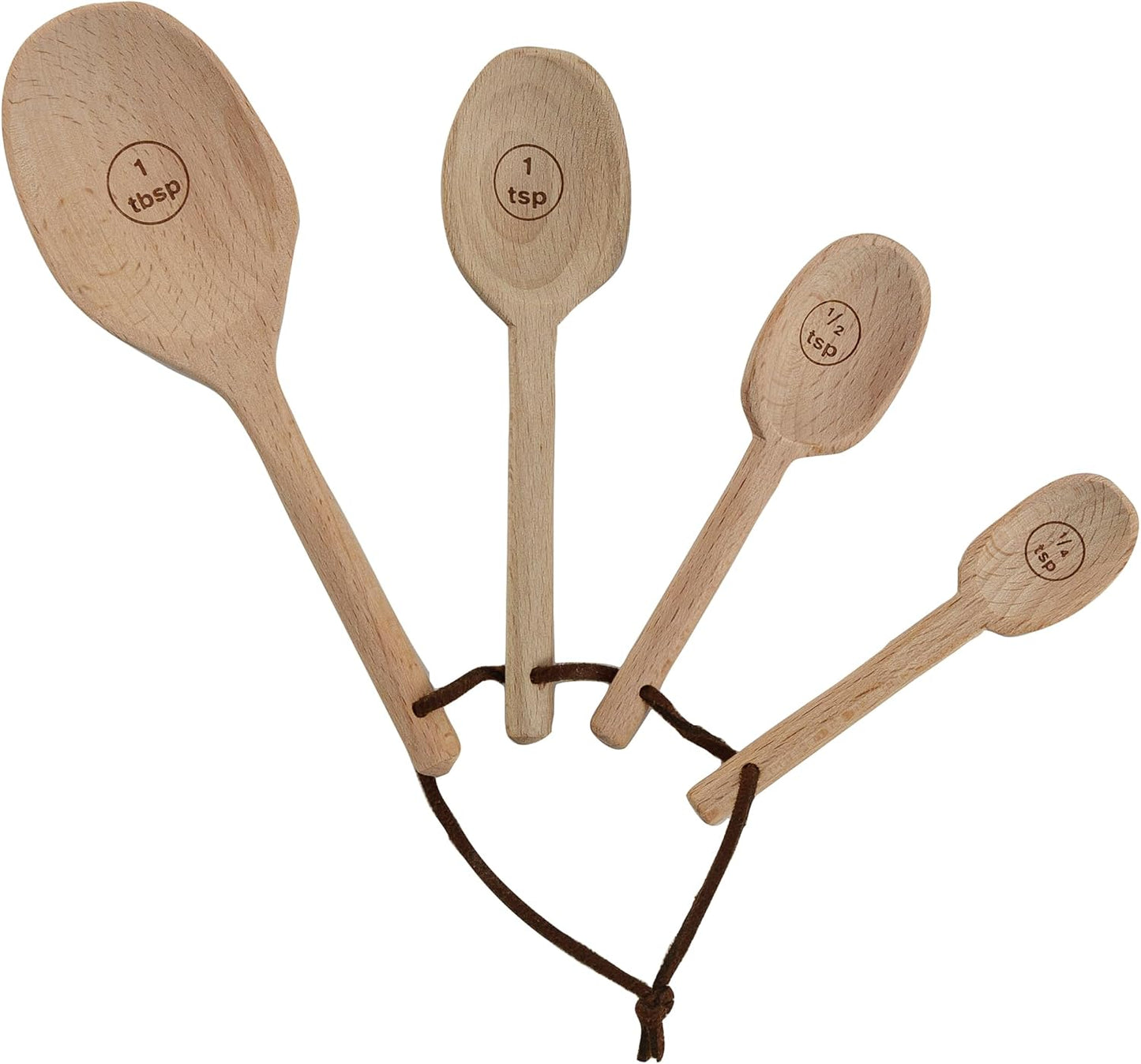 Set 4 cucharas medidoras madera haya tallada natural