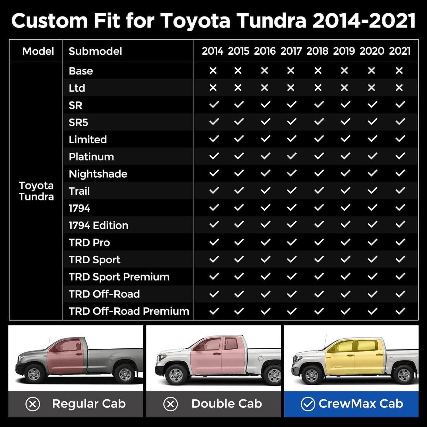 Fundas asiento Toyota Tundra 14-21 Crewmax cuero negro