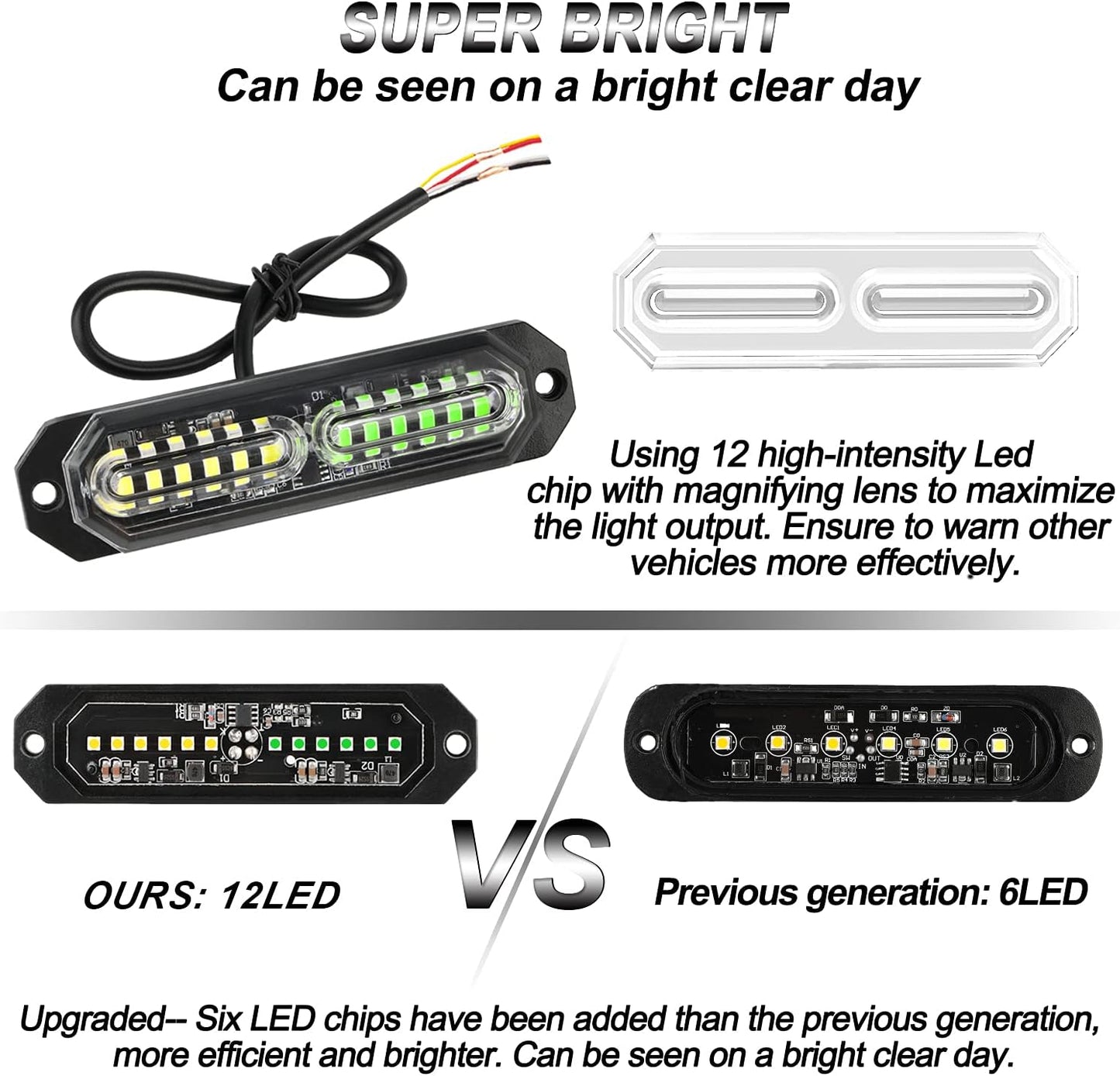 8 Luces Estroboscópicas 12 Led para Camión y Auto