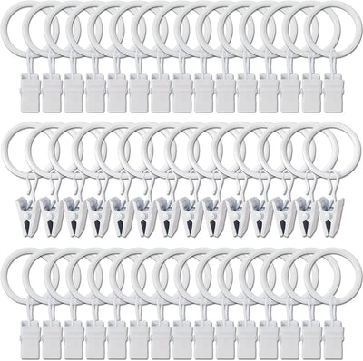 44 Anillos Metálicos para Cortinas con Pinzas 1" Blanco