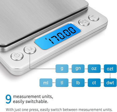 Báscula digital de cocina de acero inoxidable con pantalla LCD