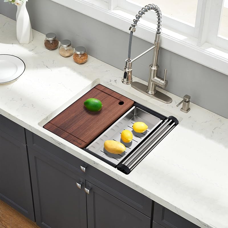 Fregadero cocina acero inox 24x19pulg estación trabajo