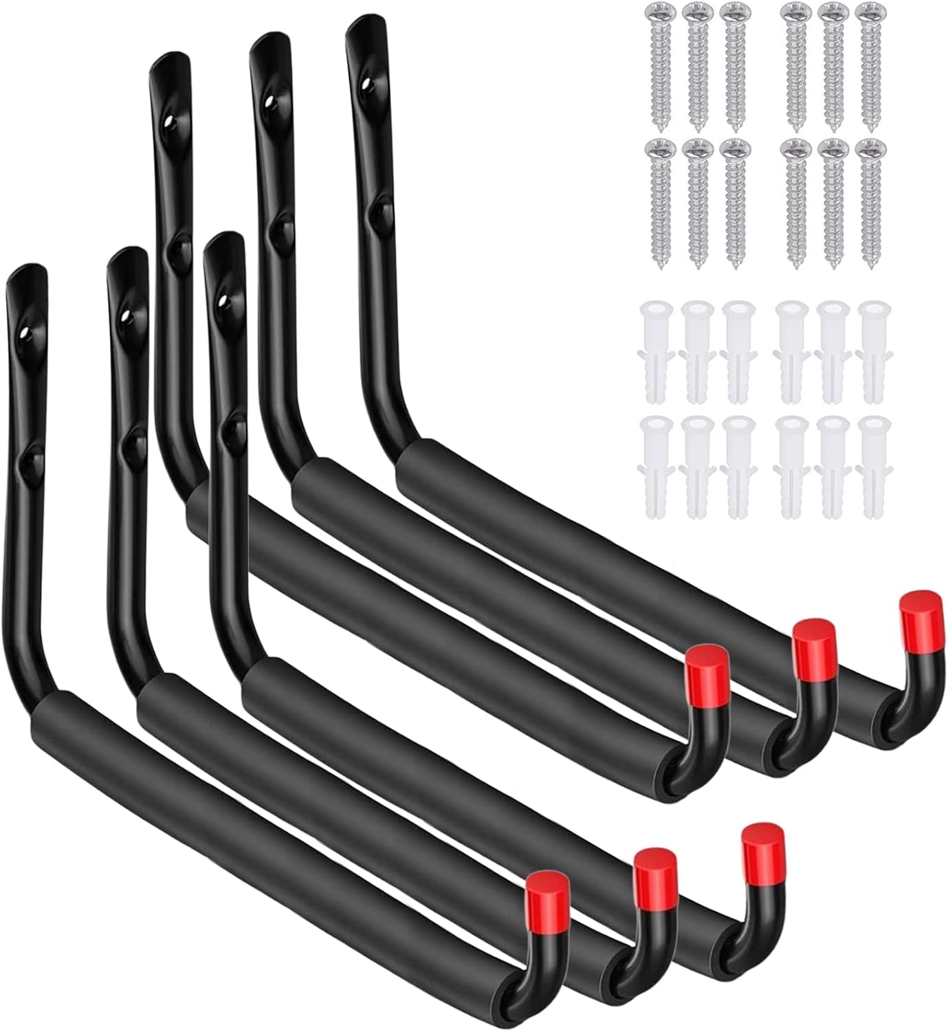 6 Ganchos Garaje Acero Espuma EVA 15pulg para Bicicleta Kayak