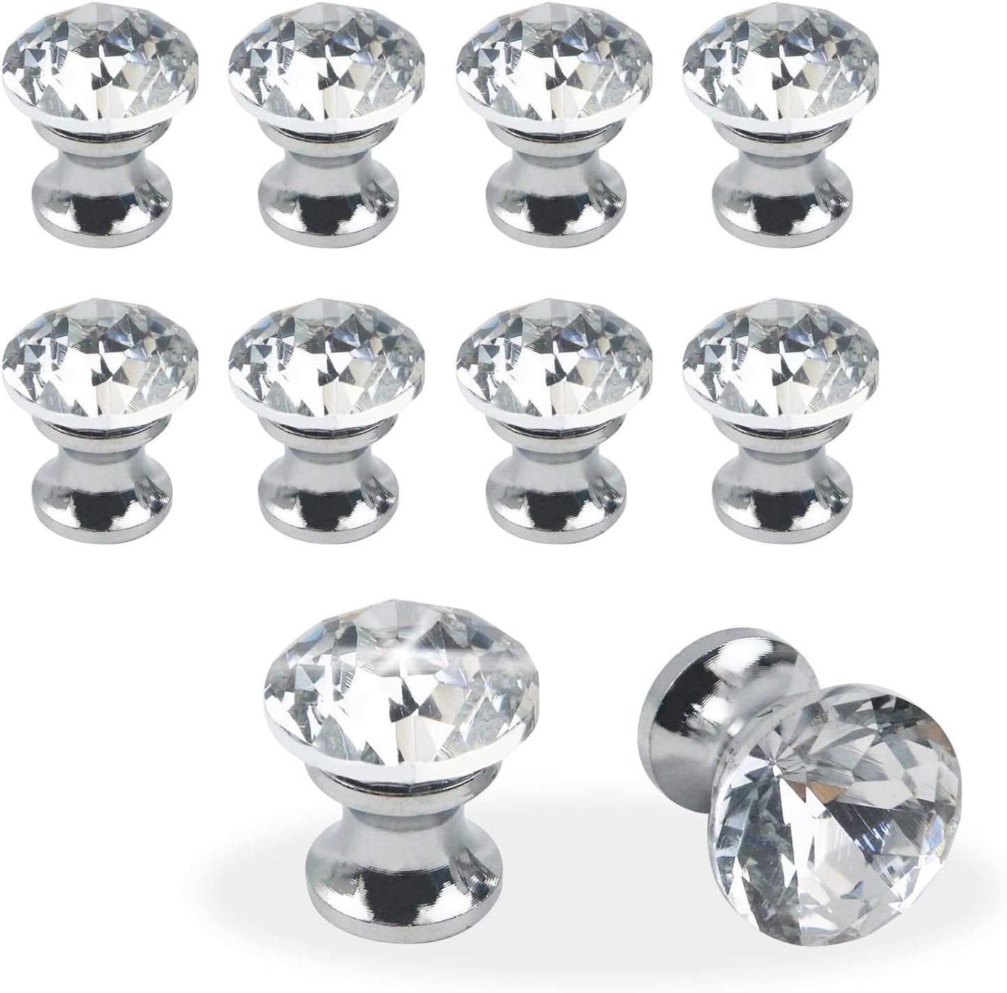 10 Pomos Cristal Transparente 0.63pulg para Cajón Gabinete
