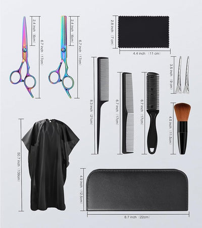 Kit 11 Pzas Tijeras Corte Pelo Acero Inox con Peine