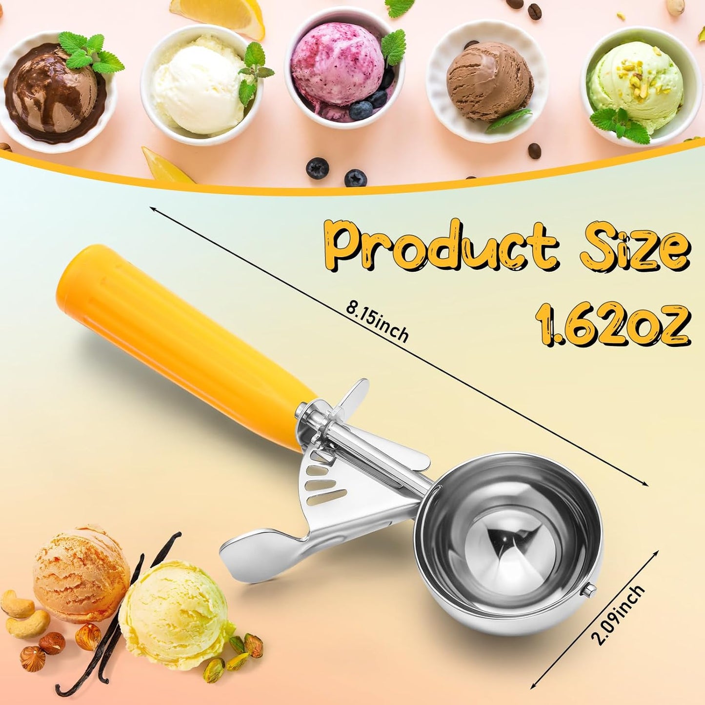 2 Pzas Cucharas para Galletas y Helado Acero Inox
