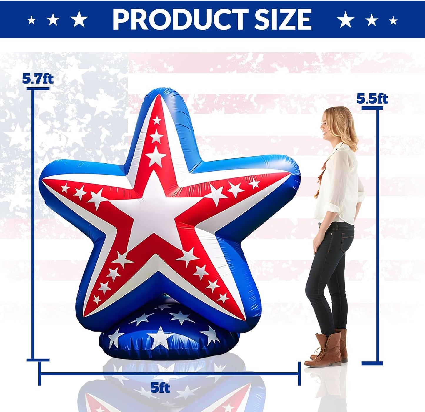 Estrella patriótica inflable 6ft con LED para 4 de julio