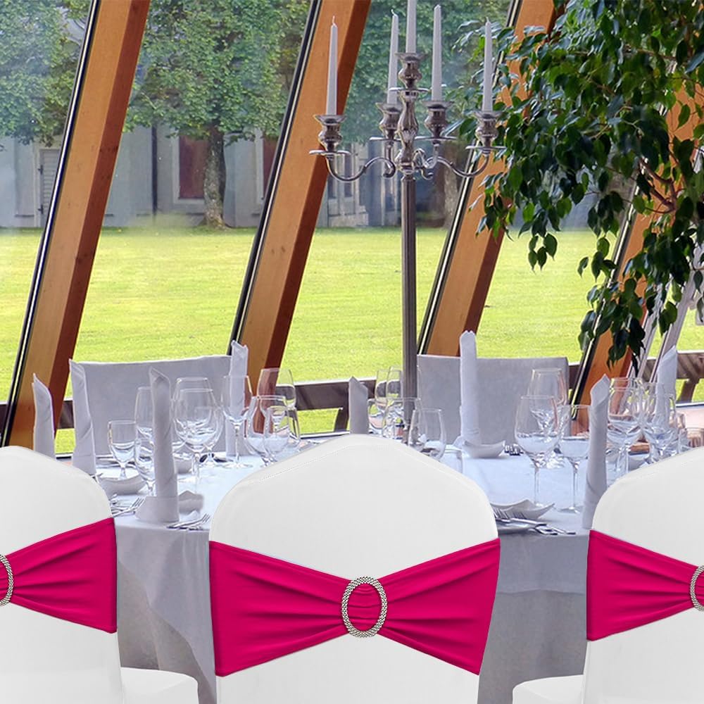 50 Bandas Elastano Rosa Intenso para Sillas Decoración